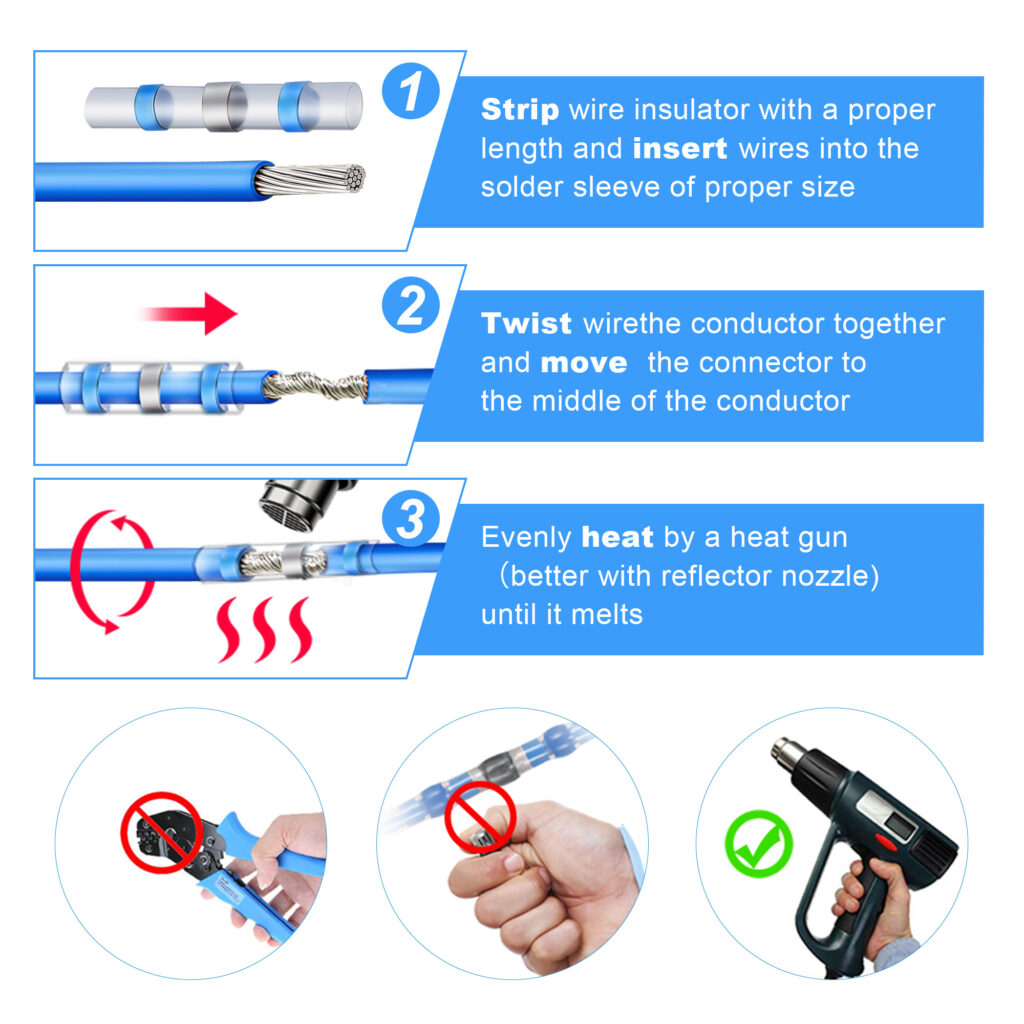 Kuject Pcs Solder Seal Wire Connectors Kit Waterproof Solderless